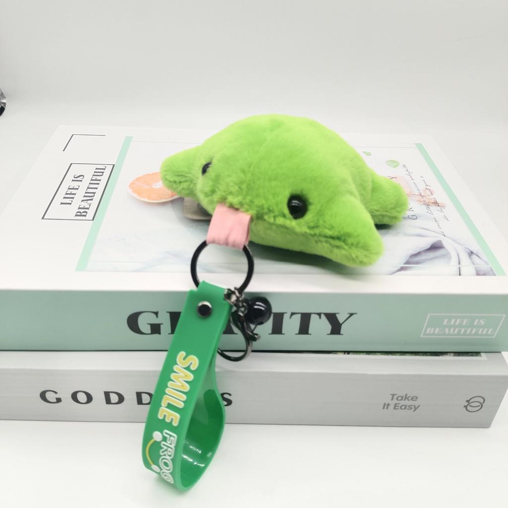 Cute Green Frog Plush Keychain Kawaii Bag Charm Soft Stuffed Animal Pendant Creative Holiday Gift for Family and Friends