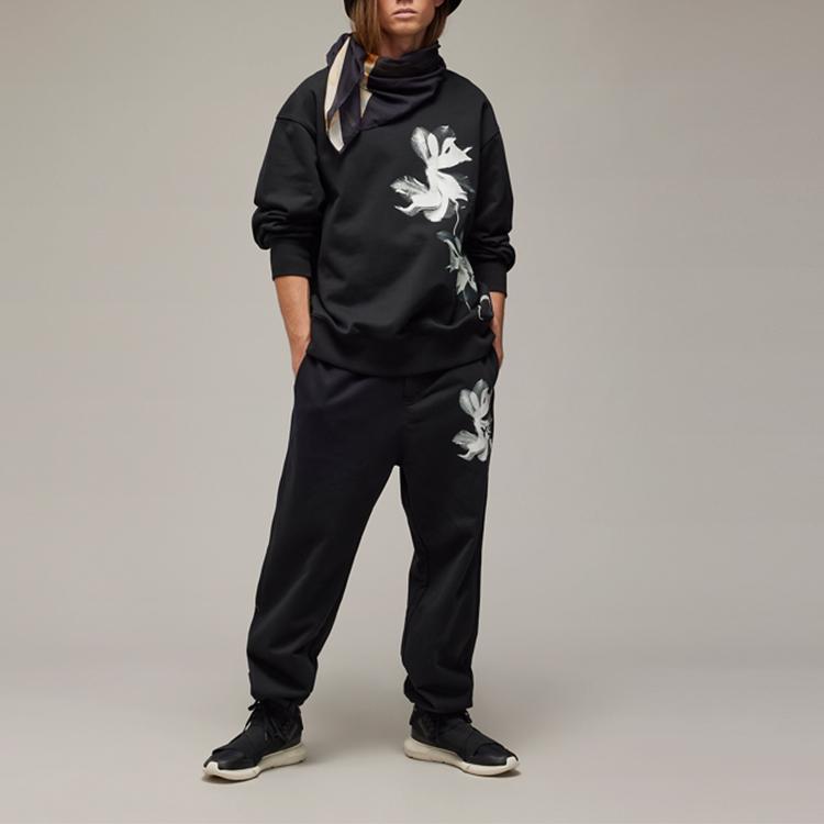 Y-3 SS24 Gfx Ft Crew Neck Printed Pullover Long Sleeve Sweatshirt Unisex Sweatshirt Black IN4337