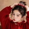 Children's 2026 New Year Red Crown Hair Clip Ponytail Holder for Girls