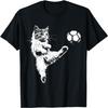 Funny Cat Soccer Ball Graphic T-Shirt