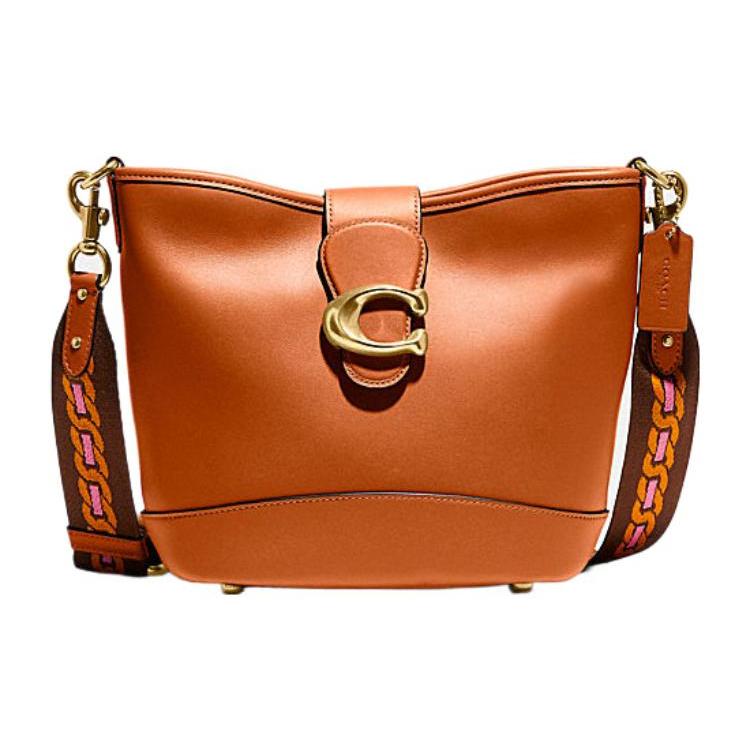 New COACH Cow Leather Bucket Bag, Shoulder Bag, Crossbody Bag Tubas Women's Canyon Red CA112-B4NL4
