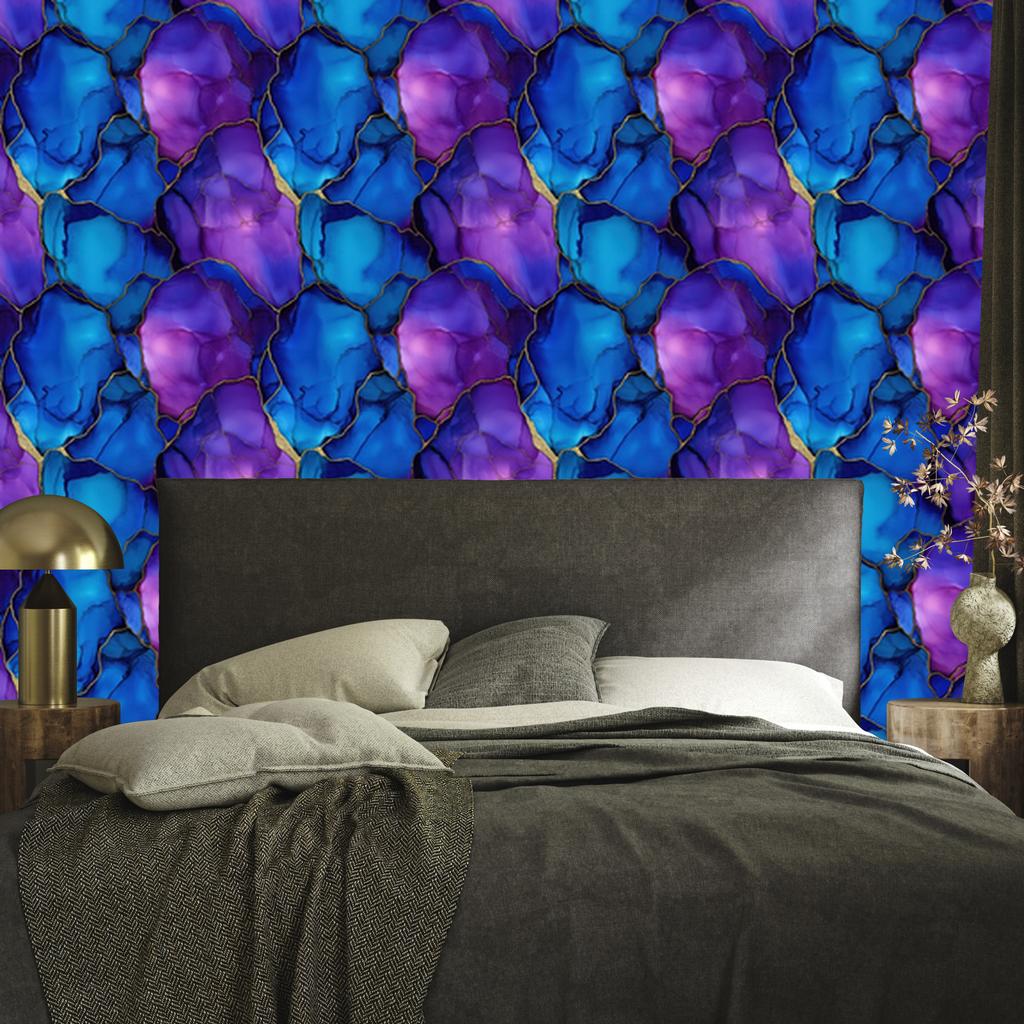 Wallpaper Ink blue and purple, soft forms 50x1000