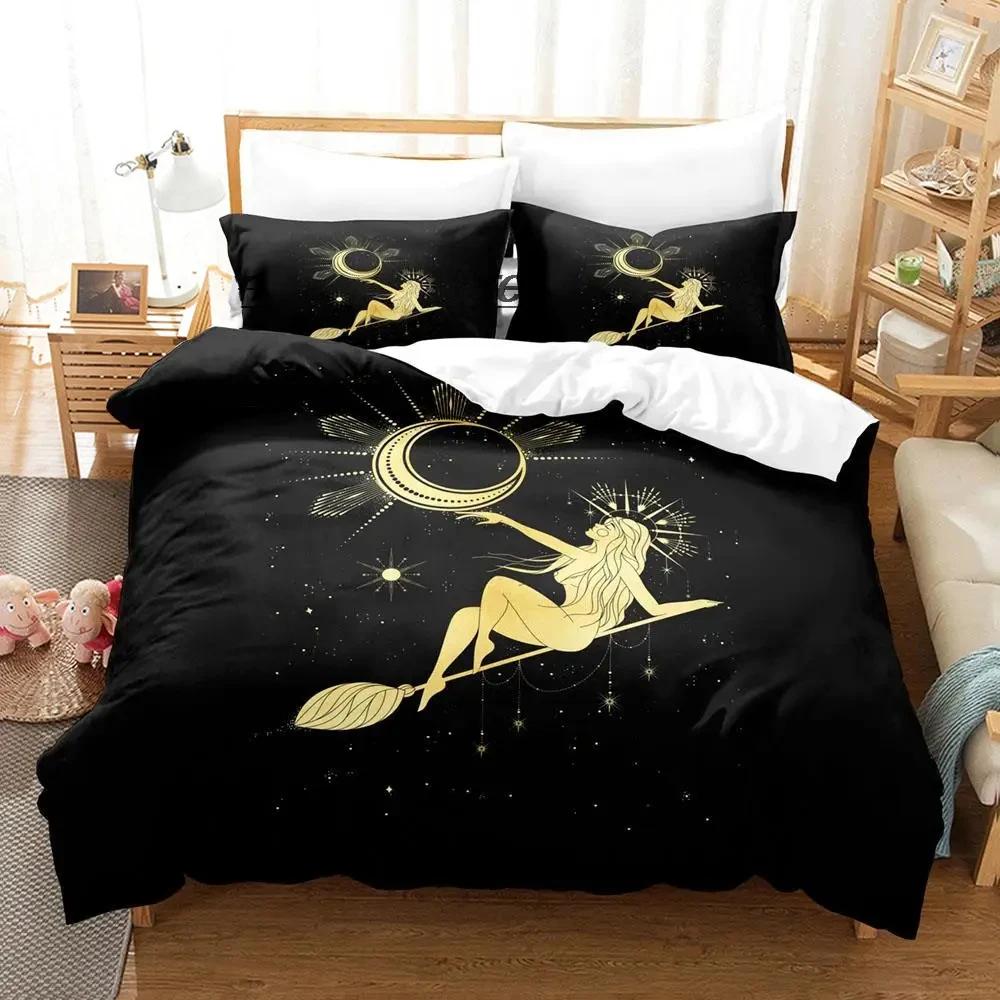  Witch's Moon Bedding Set Single Twin Full Queen King Size Aldult Boys Bedroom Duvetcover Sets Anime Bed Sheet Set New