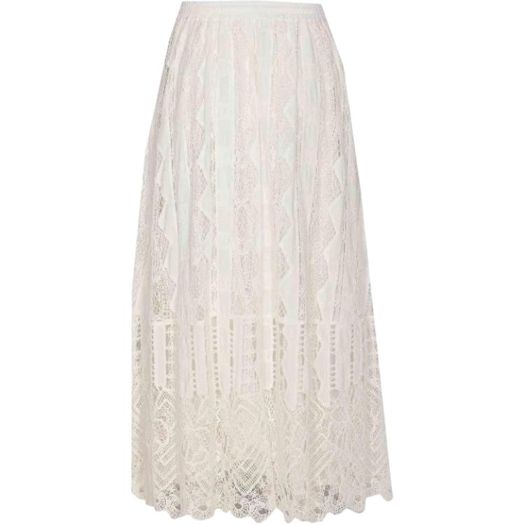 PINKO Pink Umbrella Lace Midi Skirt Women skirts White 104905A2G9-Z05