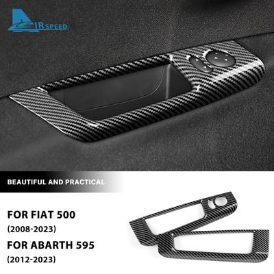 For Fiat 500 Abarth 595 695 2008-2023 ABS Carbon Fiber LHD Car Rearview Mirror Adjustment Window Button Switch Storage Sticker