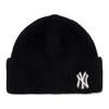 MLB Embroidered Logo Decoration, Warm Solid Color, Acrylic Wool Hat, Same Style for Men and Women, Black 3ABNS0316-50BKS