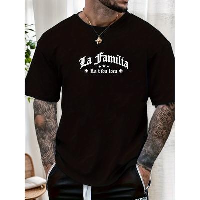 European Sizes Men'S La Familia La Vida Loca Slogan Graphic Summer Casual Short-Sleeve T-Shirt