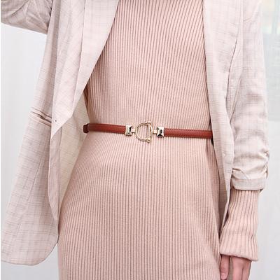 Thin Simple Trouser Dress Adjustable Fashion Waistband Metal Hook Buckle Waist Belt PU Belt