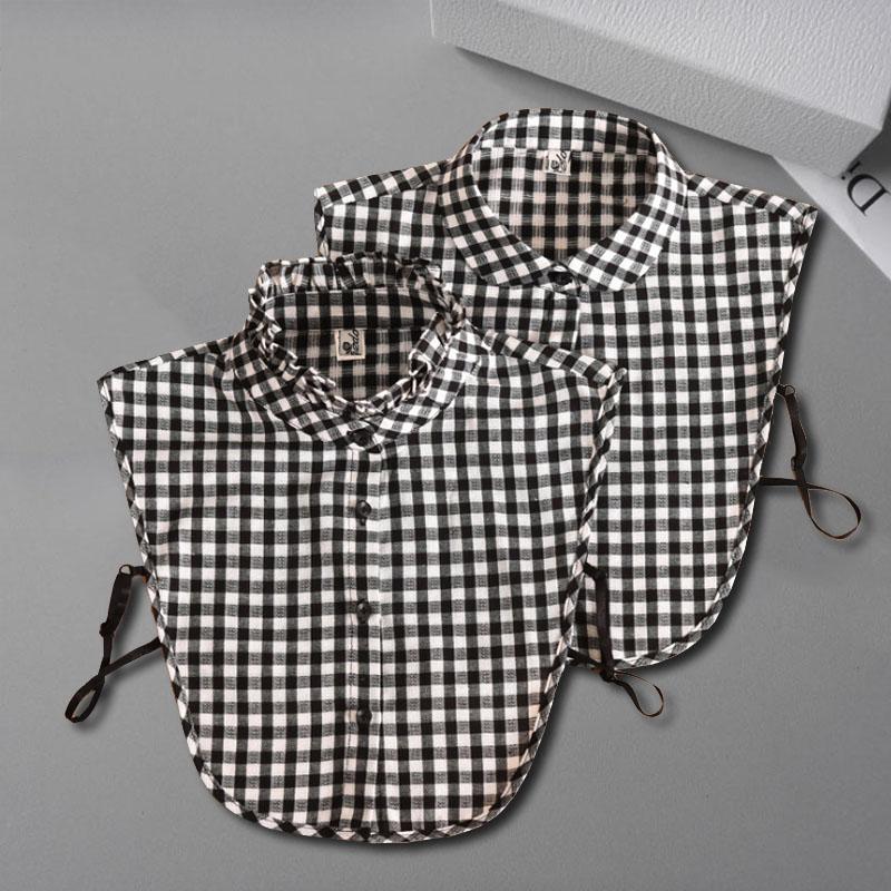 Leopard Print Shirt Fake Collar For Women Detachable Collar False Lapel Collar Shirt Removable Plaid Half Shirt  Faux Col