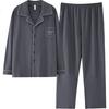 JOAE 100% Cotton Men's Pajama Set Long Sleeve Cardigan and Pants Autumn Loungewear L