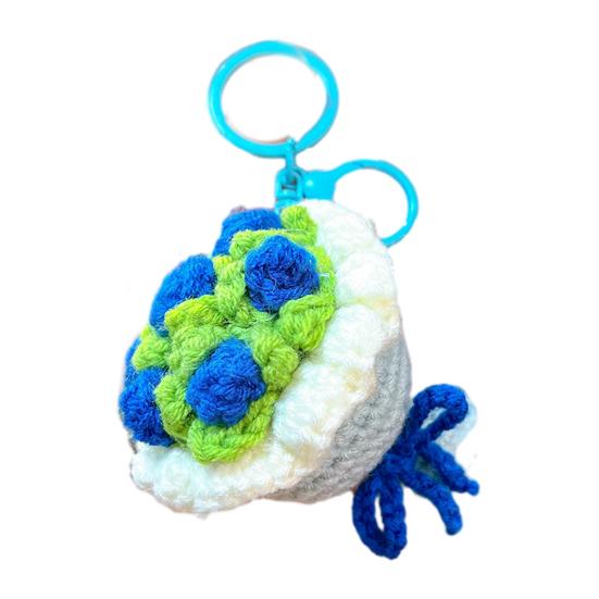 Portable Keychain Hand-Crocheted Wool Rose Petal Mini Bouquet Decoration Keychain Pendant Bags Backpacks Accessory