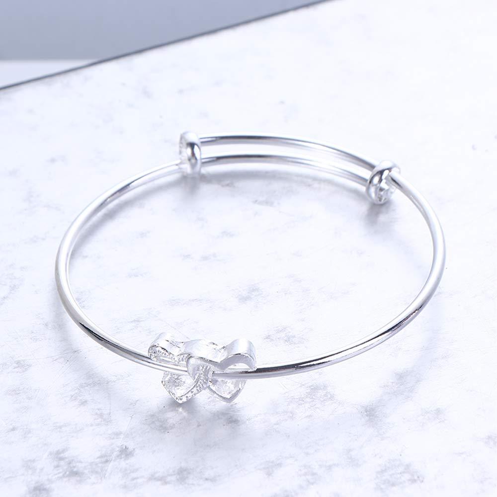 Stainless Steel Double Heart Retro Buckle Bangle Korean Style Bracelet Fashion Jewelry Women Bangle