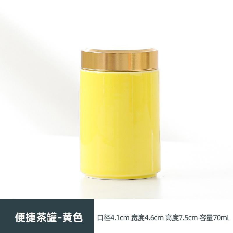 Modern Cylindrical Mini Ceramic Tea Canister Portable Aluminum Alloy Screw Bottle Portable Sealed Storage Jar Storage Container