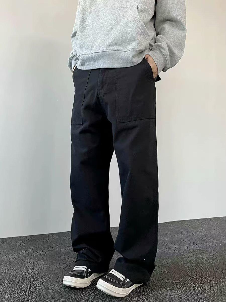 

Свободные брюки унисекс в винтажном стиле с широкими штанинами - японский модный дизайн Large чёрный