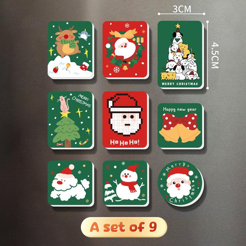 Artistic Christmas Fridge Magnet Collection - DIY Designs of Santa, Snowman and Christmas Tree - Perfect Kitchen Present