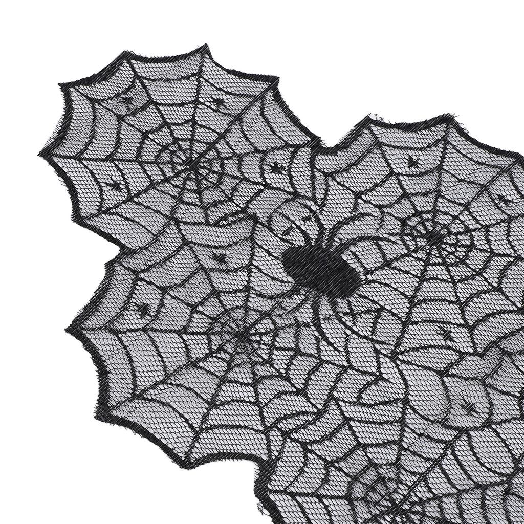 Schwarze Spitze Spinnennetz Tischläufer Esstisch Dekoration Gruselige Partydeko Spinnennetz Tischdecke