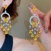 Zircon round butterfly tassel necklace earrings set French elegant light luxury collarbone chain niche high-end jewelry