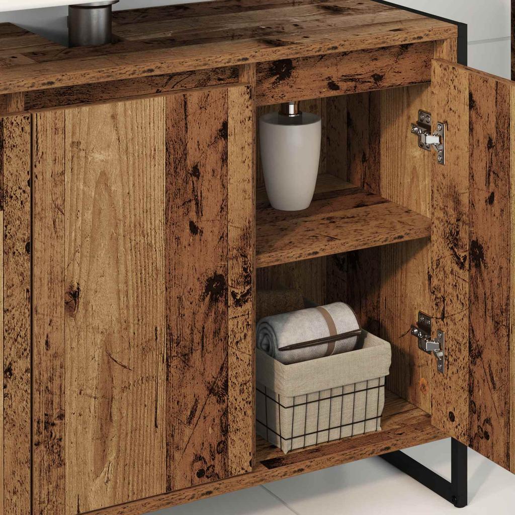 Bathroom Cabinet with Door Reclaimed Wood Look 90 x 30 x 60 cm Engineered Wood