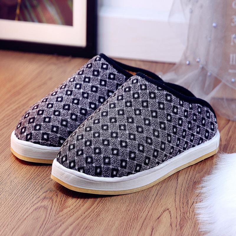 

мужские и женские парные хлопковые тапочки из говяжьих сухожилий для дома с подогревом, утолщенные зимние тапочки для среднего и пожилого возраста, полузакрытые 41