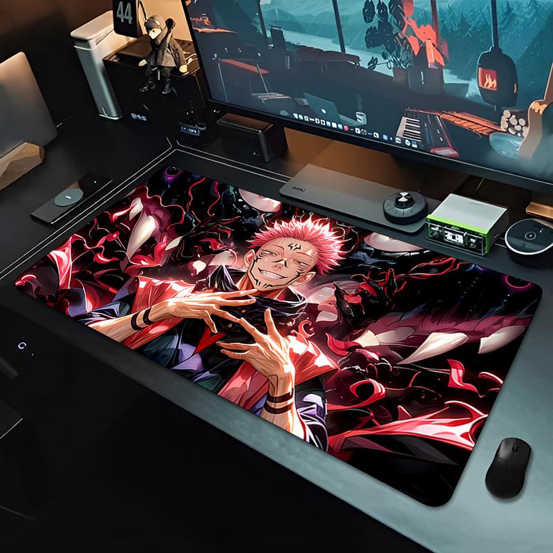 Oversized Mouse Pad Jjujutsu Kaisen Sukuna Yuji Gamer Computer Desk Mat Gaming Keyboard Pad Lockedge Japanese Anime Mousepad