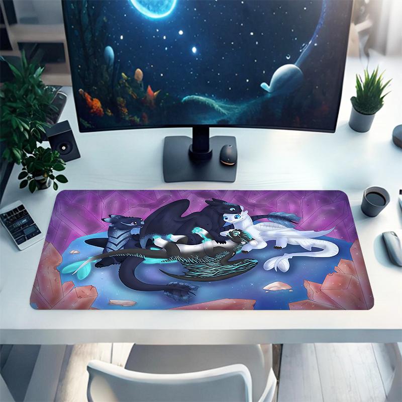 1Pc Fantasy Dragon Family Gaming Mouse Pad Keyboard Desk Mat Non-slip Rubber Lock Edge Waterproof Computer Mousepad for Office Home Decor Y121