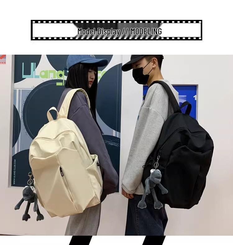 Large Capacity Solid Color Canvas Backpack - University & High School Bookbag