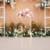 Golden Wedding Arch Stand with Iron Base, Elegant Floral Display Stand for Wedding Decor, Gold Flower Stand for Centerpieces