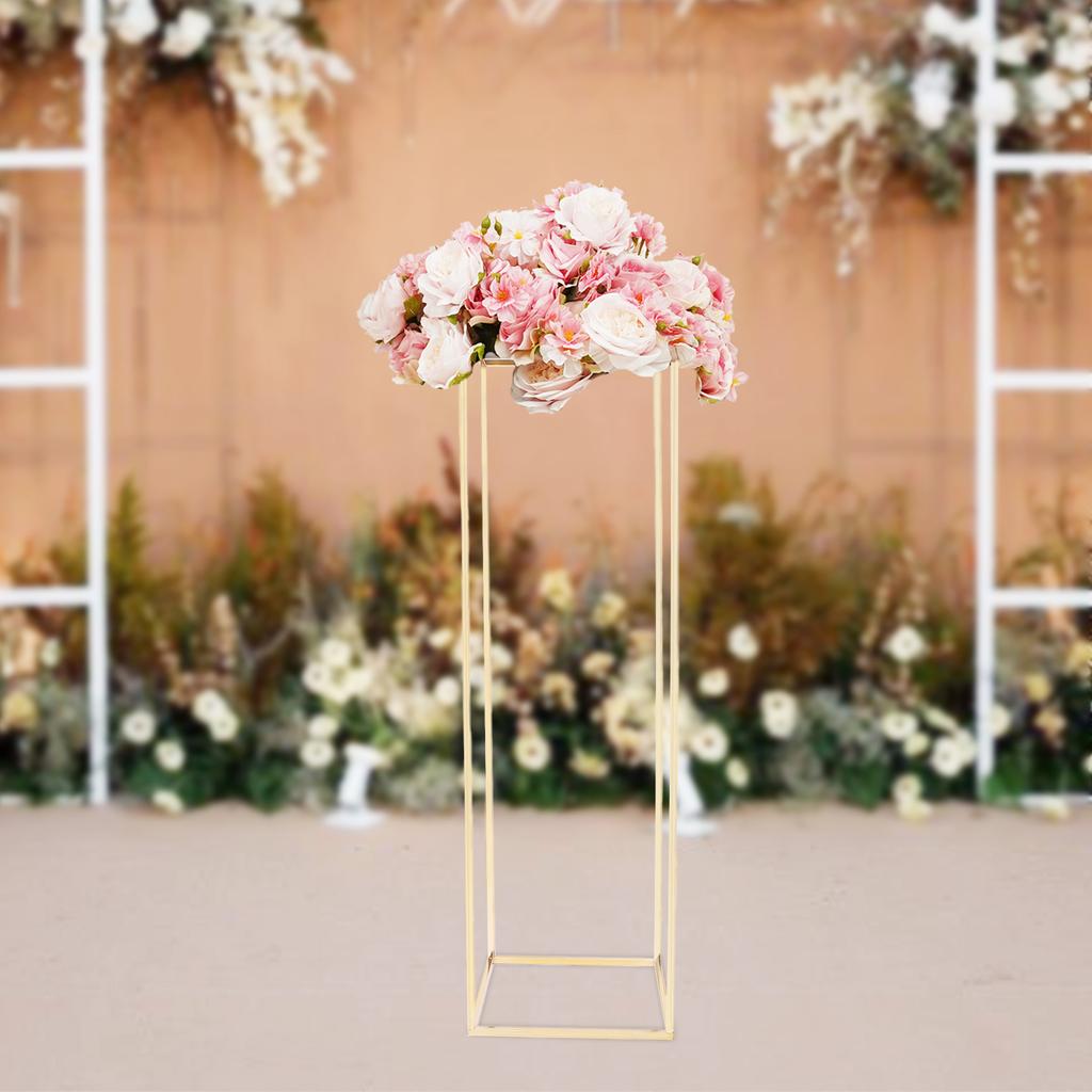 Golden Wedding Arch Stand with Iron Base, Elegant Floral Display Stand for Wedding Decor, Gold Flower Stand for Centerpieces