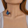 Simple Blue Simulation Butterfly Necklace For Women Boho Line Chain Choker Necklace Summer Beach Party Jewelry Trend Accessories