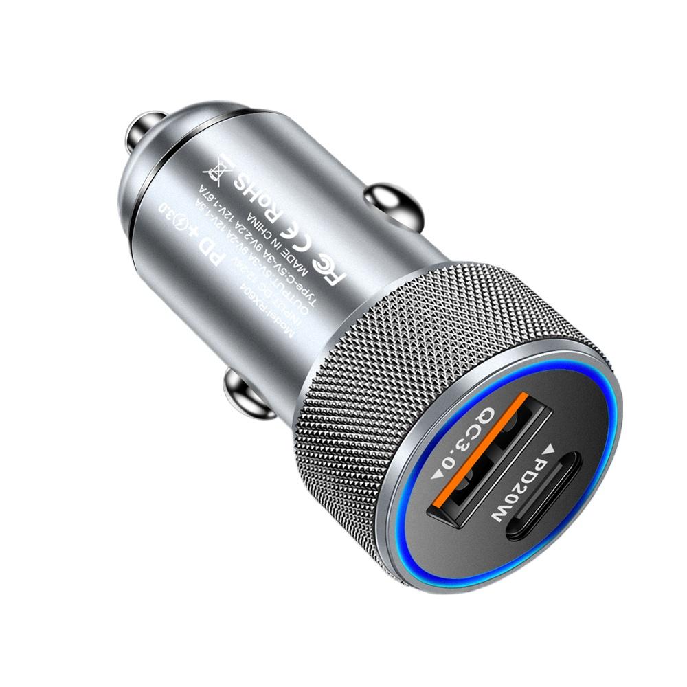

QC3.0 PD 20 Вт автомобильный адаптер питания 45 Вт USB Type-C зарядное устройство DC источник автомобильного прикуривателя 5 В быстрая зарядка автомобильный источник питания серебряный