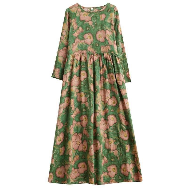 Travel Round Neck Vintage Long Skirt Flesh Covering Dresses