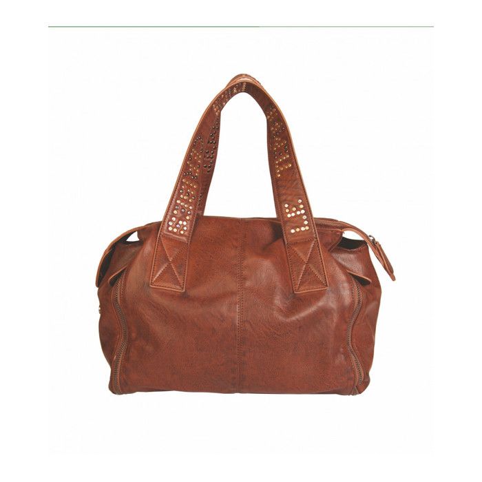Sac Bowling - LE TEMPS DES CERISES - Marron - PU - Fermeture zippée - Anses fixes