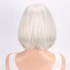 Synthetic Short Bob Wigs with Bangs for Women Grey Straight Hair Wig Grandma Old Lady Wigs Cosplay Halloween Costume
