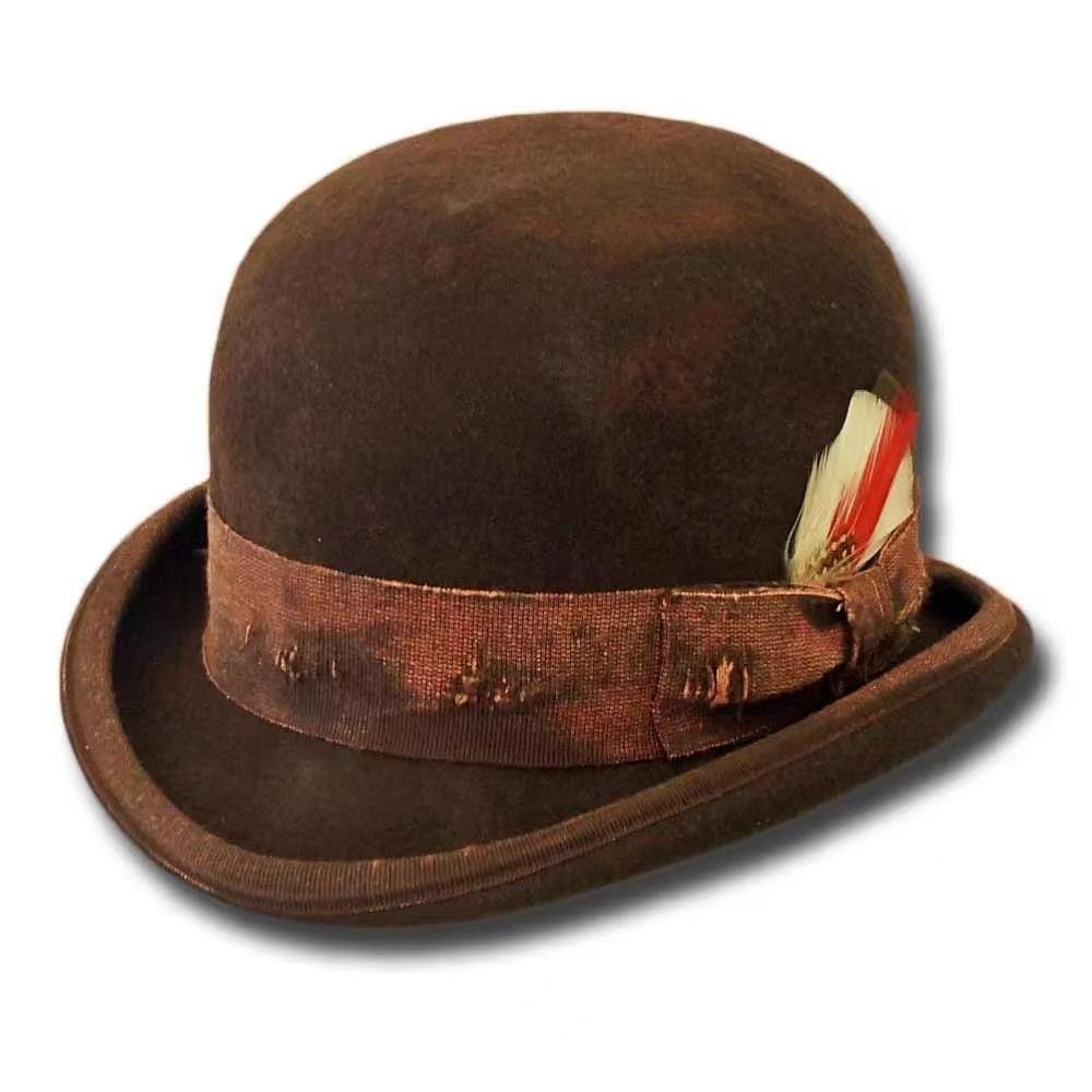 

Domed Flanged Felt Hat, Pure Wool Top Hat, Webbing Decorative Felt Woolen Hat 60cm темно-коричневого кольору