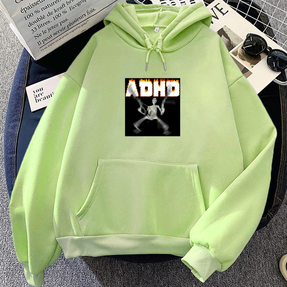 Adhd Skeletn Meme Funny Printed Hoodie Pop Casual Sweatshirt for Autumn/Winter Retro Clothing Gothic Pullovers
