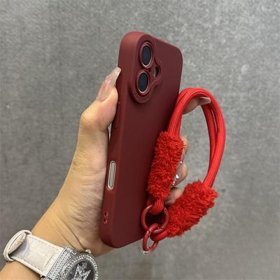 Flanelový - Podšitý obal na telefon se šňůrkou pro iPhone 17 Air 16 15 14 Plus 13 12 11 Pro Max Roztomilý Jednoduchý Měkký Kryt