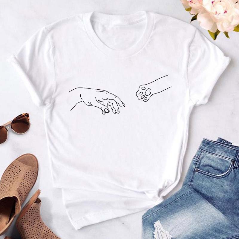

Maycaur New Love Heart Dogs Paws Print T Shirt Women Cartoon Tshirt Funny Black Tshirt Summer Fashion Oneck Aesthetic Tshirts S