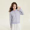 Deesha Girls' Striped Round Neck Knit Cardigan