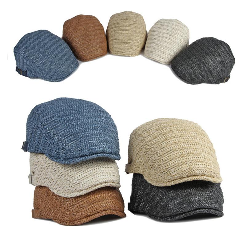 Summer Beret Hat Men Full Mesh Herringbone Cap Breathable Peaked Ivy Cap For Women Daily Wear Sunshade Cabbie Hat Visor