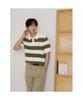 Binpolmen Rugby Stripe Collared Neck Knit Khaki
