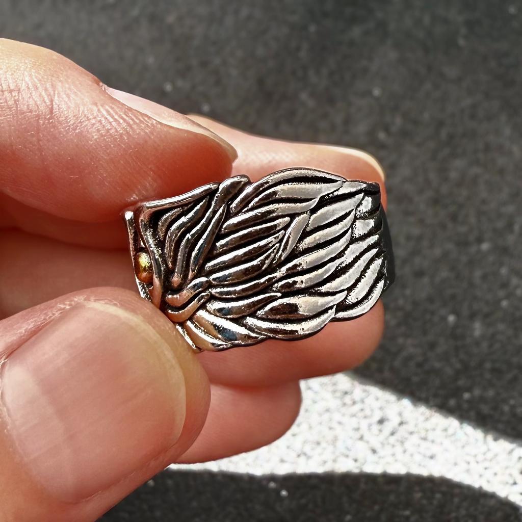 Retro Angel&Demon WIngs Adjustable Open Ring For Men Punk Gothic Edgy Jewelry Silver Color Bikers Accessories Vintage Gift