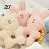 Crinkle Paper Dog Toys Stuffed Animal Chew Toy, Squeaky Plush Bear Bunny Interactive Soft Fleece Puppy Snuffle Toy with Center Hole for Small