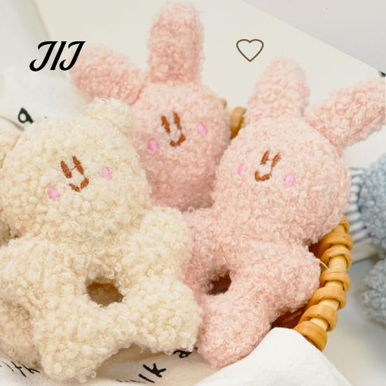 Crinkle Paper Dog Toys Stuffed Animal Chew Toy, Squeaky Plush Bear Bunny Interactive Soft Fleece Puppy Snuffle Toy with Center Hole for Small