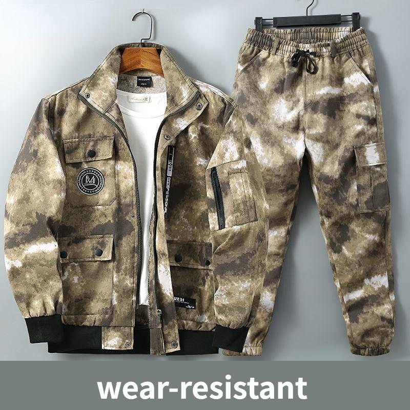 Herrenbekleidung Zweiteiliges Set Training Zweiteiliges Sweatshirt Cargohose Herrenbekleidung Schwere Jacken Arbeitskleidung Camouflage-Anzug