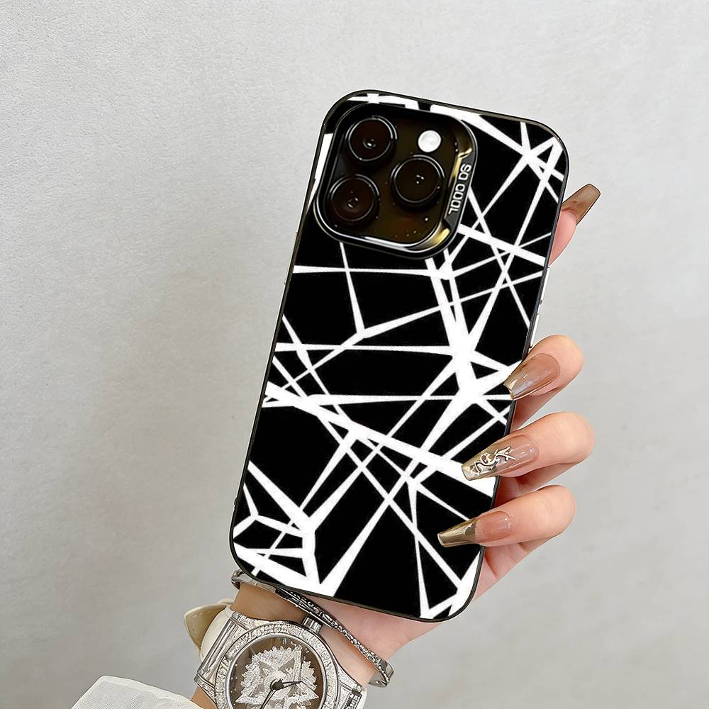 

Geometric Pattern Phone Case For iPhone 17,16,15,14,13,12,11 Plus,Pro Max,XS,Colorful Silver Phone case Funda Cover iPhone12