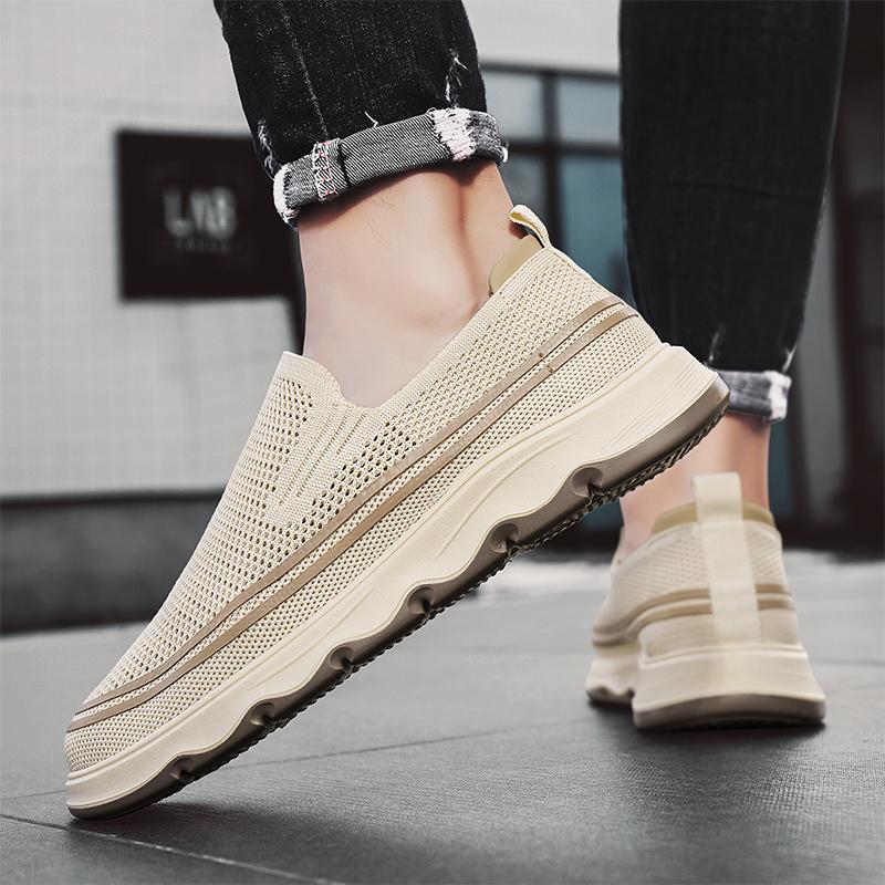 Fashion Men's Loafers Soft Sole Comfortable Mesh Fabric Anti Slip Summer Thick Sole Breathable Fashion Versatile Sports Men's Shoes