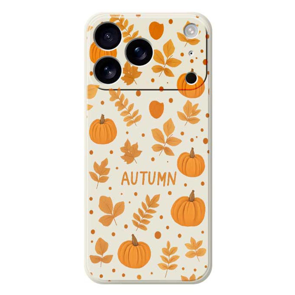 

For iPhone 17 Pro Max Case Autumn Theme Pattern Printing Straight Edge TPU Phone Back Cover Beige