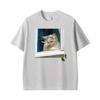 Funny Ironic Stressed Cat Meme Coquette Persian Smoking Humor Tshirt Unisex Unisex Fashion Short Sleeve High Quality Cotton T Shirt