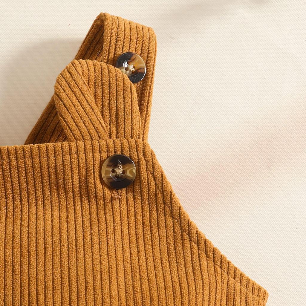 Autumn Lion Long Sleeve Bodysuit & Corduroy Overalls Set for Baby Boys