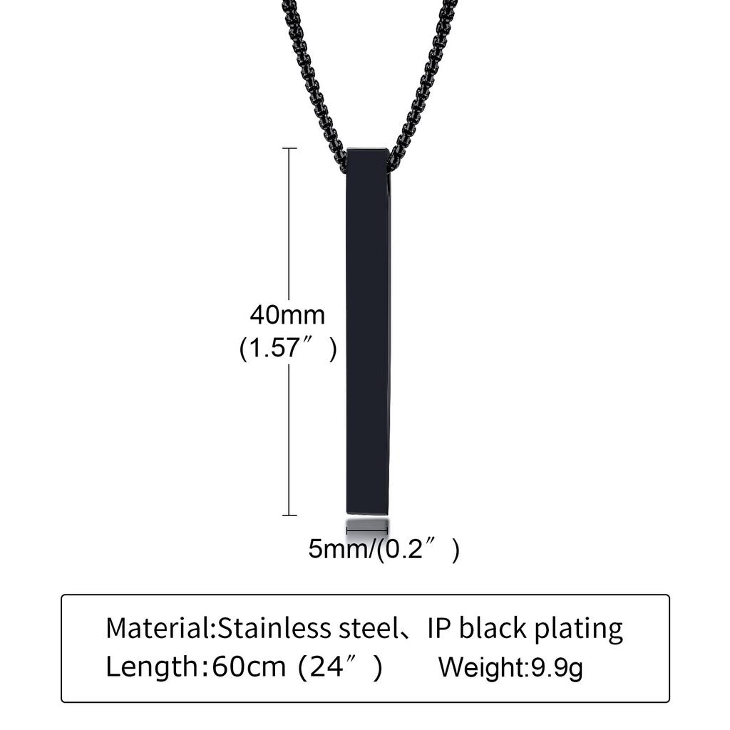Personalized 1-4 Sides Pillar Necklace for Men Women,Stainless Steel Rectangle Vertical Bar Pendant Necklace Gifts